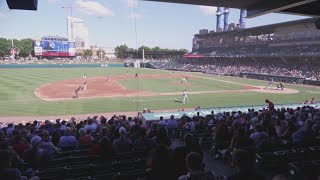 IndyCar driver Nolan Seigel throws opening pitch at Indianapolis Indians game