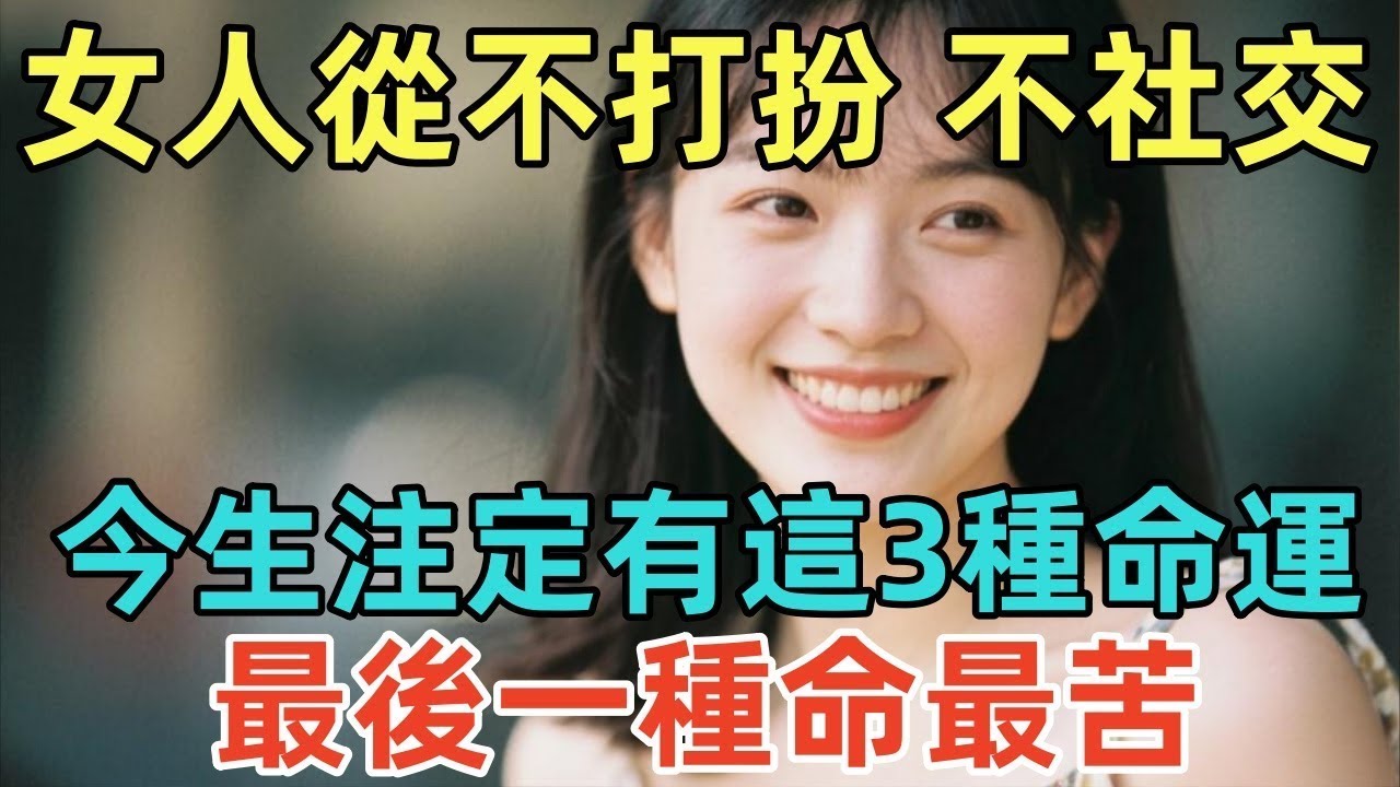 女人從不打扮，不社交，今生注定有這3種命運，最後一種命最苦！