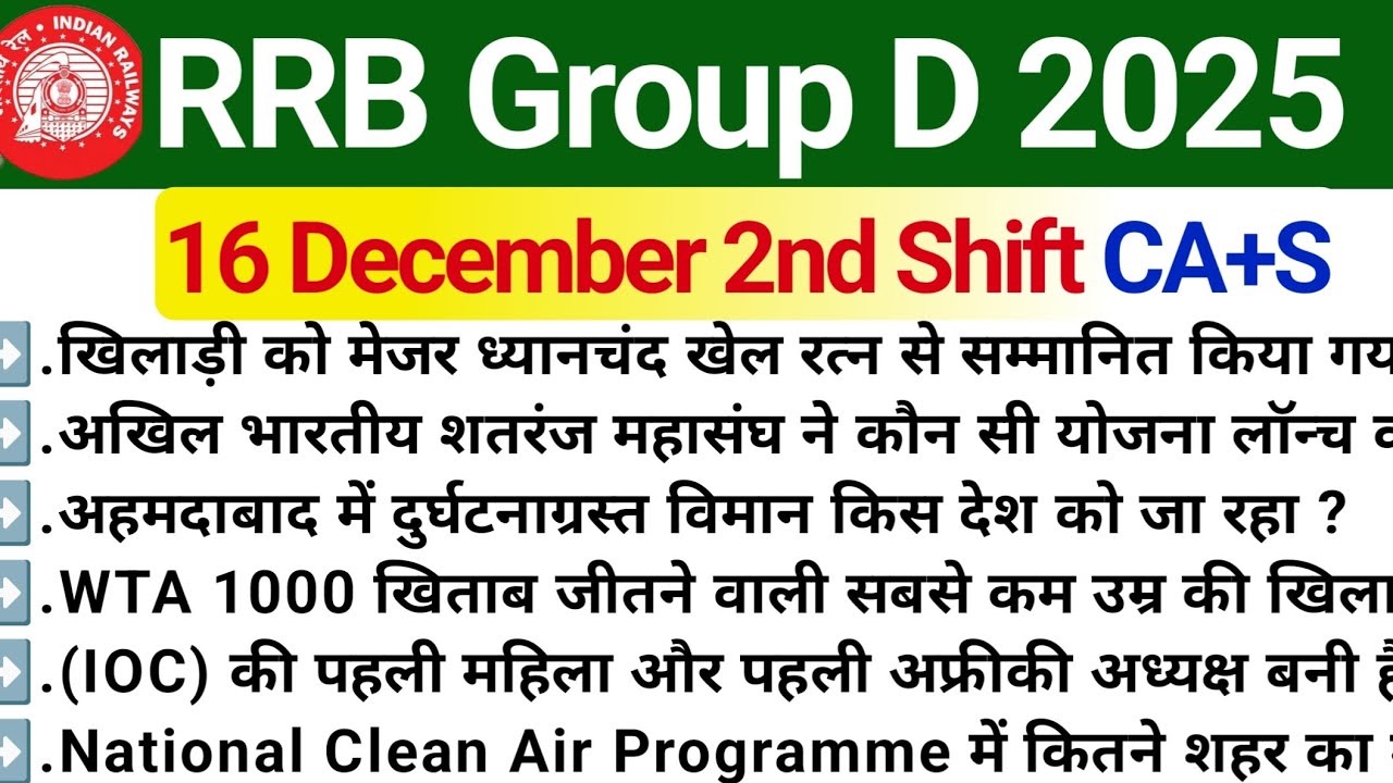 16 December 2nd Shift paper analysis RRB group d 2025 