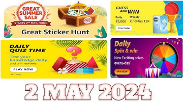 Amazon Funzone All Quiz Answers Today 2 May 2024 | @dailyquiztime #amazonfunzon