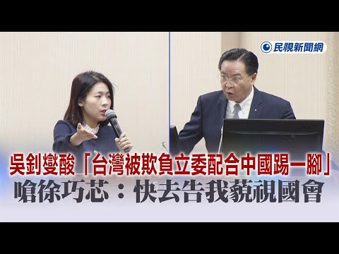 快新聞／吳釗燮酸「台灣被欺負立委配合中國踢一腳」 嗆徐巧芯：快去告我藐視國會－民視新聞