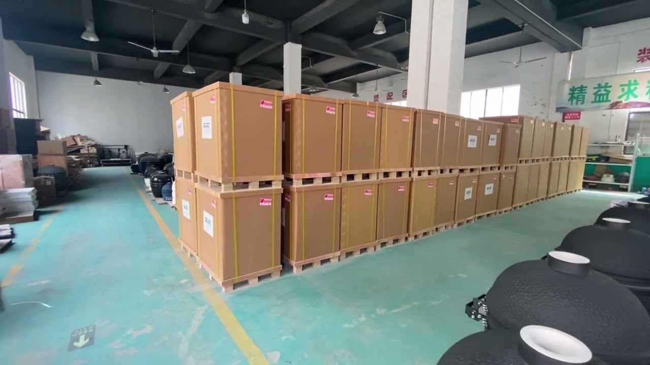 Large grilling area ceramic grill with stand and side trays with hooks