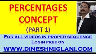 Percentages Concept and Tricks by Dinesh Miglani ( BUYING PENDRIVE CAT CLAT SSC IPM CALL@9215514435)