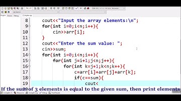 How to find the triplets with a given sum in an array in C++