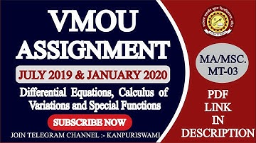 Vmou Assignment Ma/Msc. MT-03 July 2019/January 2020