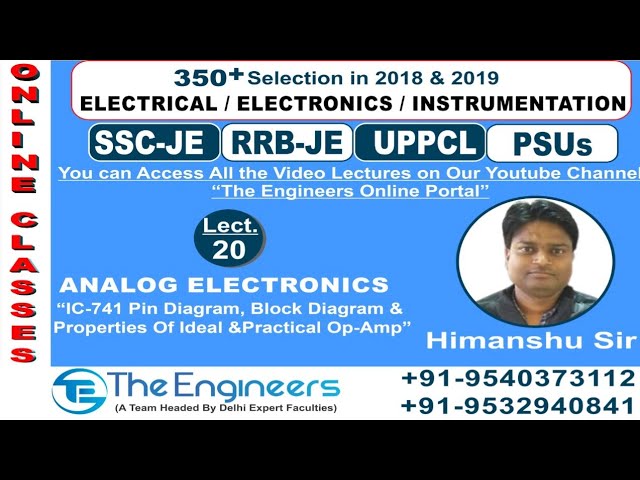 Lecture No-20 Op amp Topic-Pin  Diagram IC-741, Block Diagram of Op Amp and Properties class=