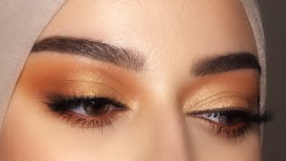 مكياج عيون باللون البرتقالي والذهبي للعيون المبطنة | سونا | eye makeup orange 