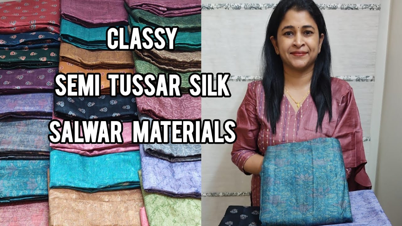 CLASSY RICH SEMI TUSSAR SILK SALWAR MATERIALS | DIGITAL PRINT | FLORAL DESIGN | WhatsApp 9980215090