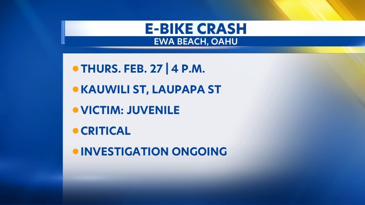 7-year-old e-bike rider hospitalized after Ewa Beach car crash - YouTube