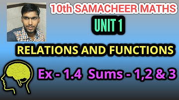 Tn 10th samacheer maths  exercise 1.4 sum 1, 2 & 3 Relations and functions unit 1
