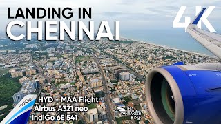 [4K] Flight Landing in Chennai (Secondary Runway) IndiGo | HYD - MAA | Chennai Airport | Chennai❤️‍🔥