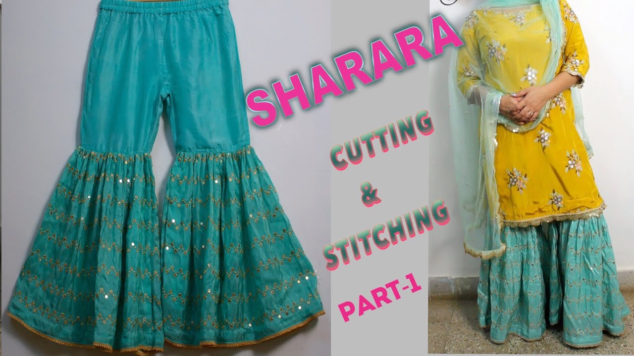 Sharara Cutting and Stitching for girls with lining Part 2 - YouTube
