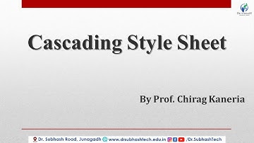 DWPD Unit 1 Lecture 8 Basic of Cascading style sheet by Prof. Chirag Kaneria