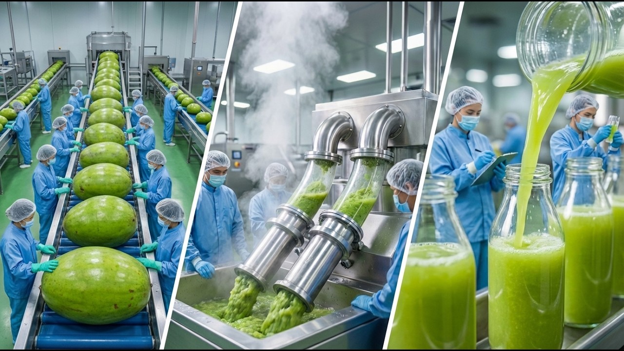 Inside a Modern Ambarella Processing Plant From Raw Spondias Dulcis to Sour Green JuiceFull Process)