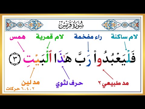 الحلقة العاشرة كيف تقرأ سورة قريش بالتجويد الطريقة الصحيحة تعلموا القرآن بالشكل المضبوط