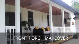 DIY Large Front Porch Makeover | Paint and Patch, Siding, Bed Swing, and More!