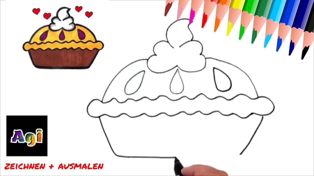 Kuchen zeichnen und ausmalen ️ Malen mit Agi ️ Schritt für Schritt ... Kuchen zeichnen und ausmalen ️ Malen mit Agi ️ Schritt für Schritt ...