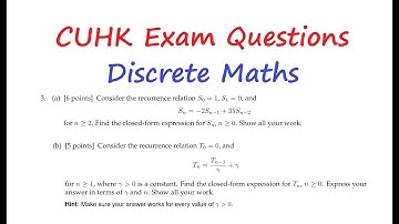 [[大學問數]]Advance Maths Q20251019|| q1|| Discrete Maths|| Sequence|| Recurrence