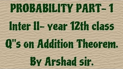 Probability part-1. inter II-year. 12th class. 2A. urdu/hindi. By Arshad Sir.