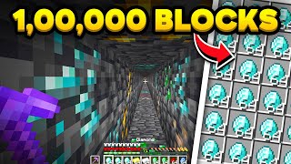 I Mined 100,000 Blocks in a STRAIGHT LINE in Minecraft Hardcore !