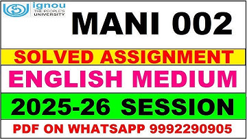 MANI 002 solved assignment 2025-26 in English || mani 002 solved assignment 2026 || mani2 2025-26
