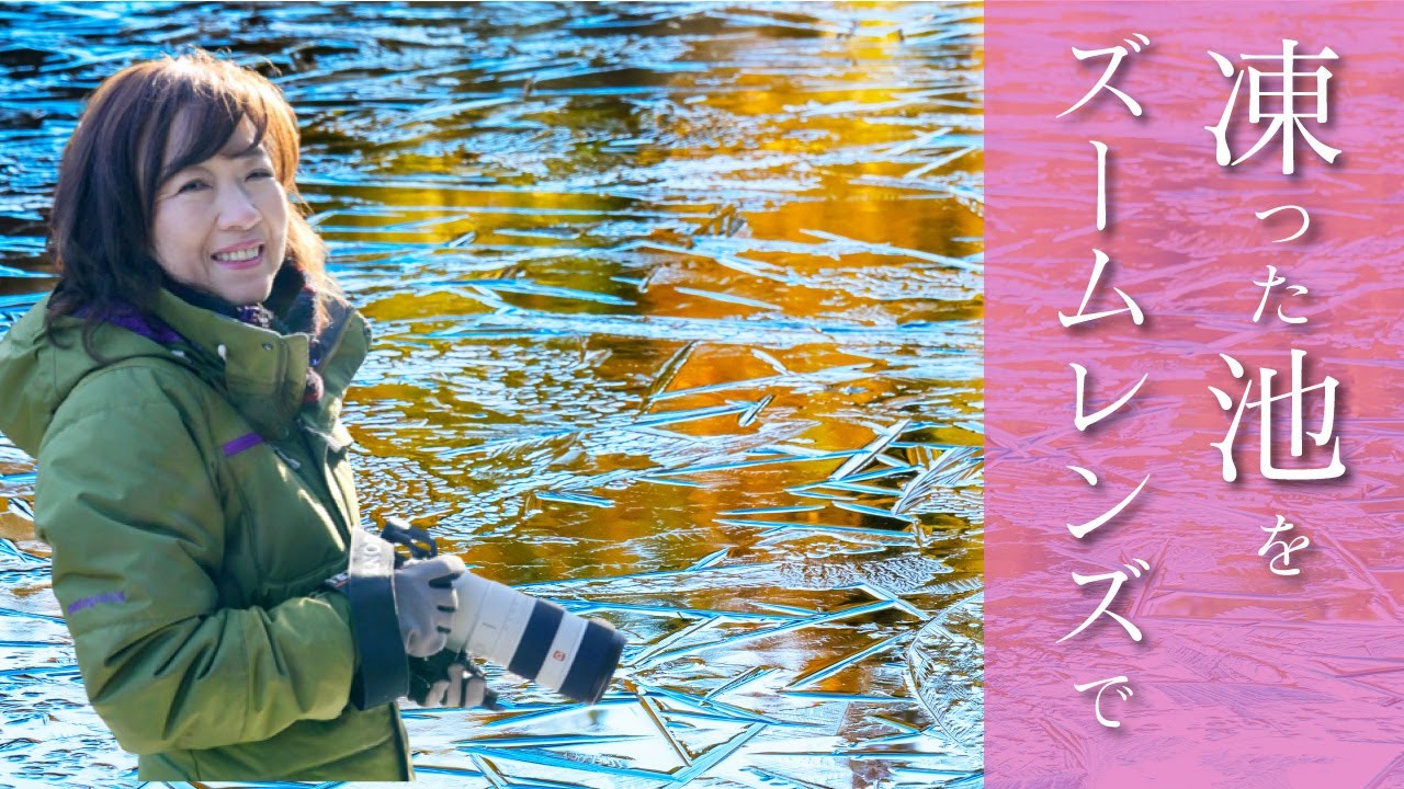凍った池がステンドグラスみたい！【望遠ズームレンズで切り取る】