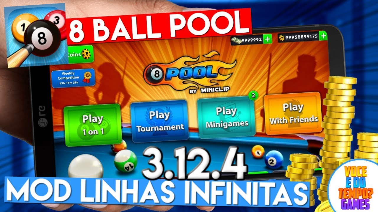 8 Ball Pool Mod LINHAS INFINITAS VersÃ£o 3.12.4/ 4.0.2 + Anti Banimento (SEM  ROOT) - 