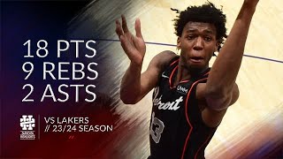 James Wiseman 18 pts 9 rebs 2 asts vs Lakers 23/24 season