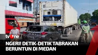 Detik-detik Tabrakan Beruntun Bus, Truk & Minibus di Medan | Kabar Hari Ini tvOne