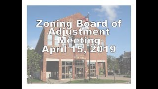 Zoning Board of Adjustment April 15 2019