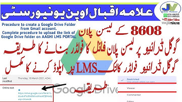 Procedure to create Google drive folder of 8608 (AIOU B.ED)lesson plan and upload link on LMS