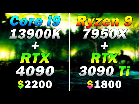 Core i9 13900K + RTX 4090 vs Ryzen 9 7950X + RTX 3090 Ti | Which is More Practical for the Price?