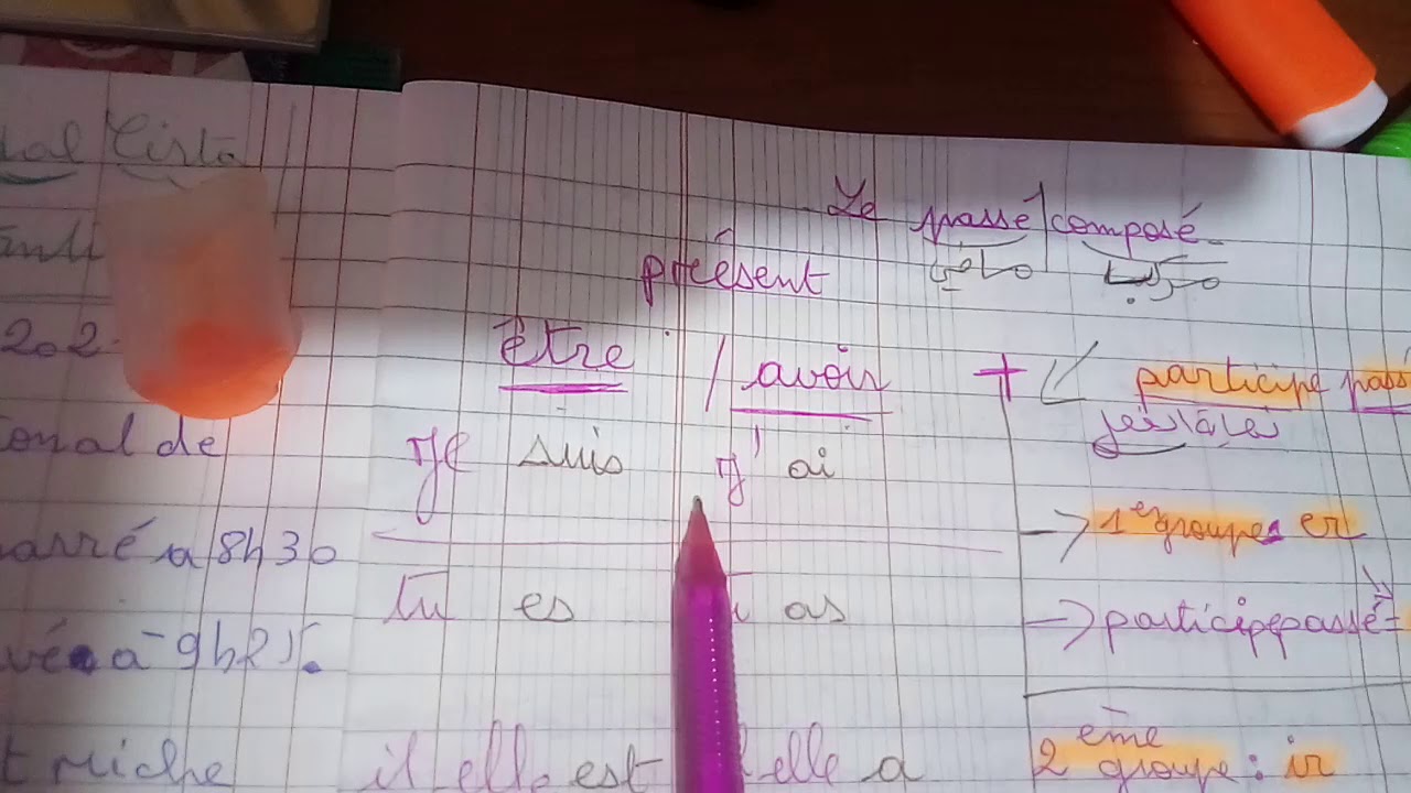 conjugaison passé composé 5ap/cem  مراجعة اختبار الفرنسية