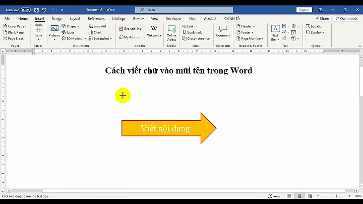 Hướng dẫn viết chữ trên dấu mũi tên trong word