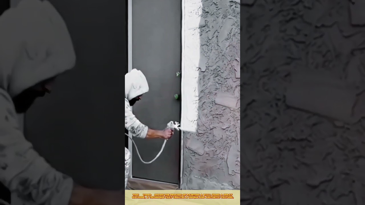 Skilled worker with professional technique paint the exterior wall of the house