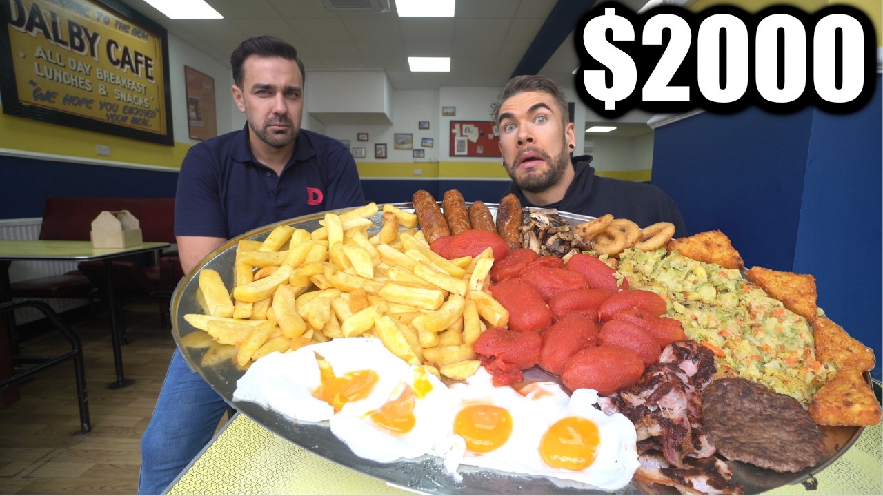 OWNER BETS $2000 I CAN'T FINISH HIS VIRAL BREAKFAST CHALLENGE | Joel Hansen Raw