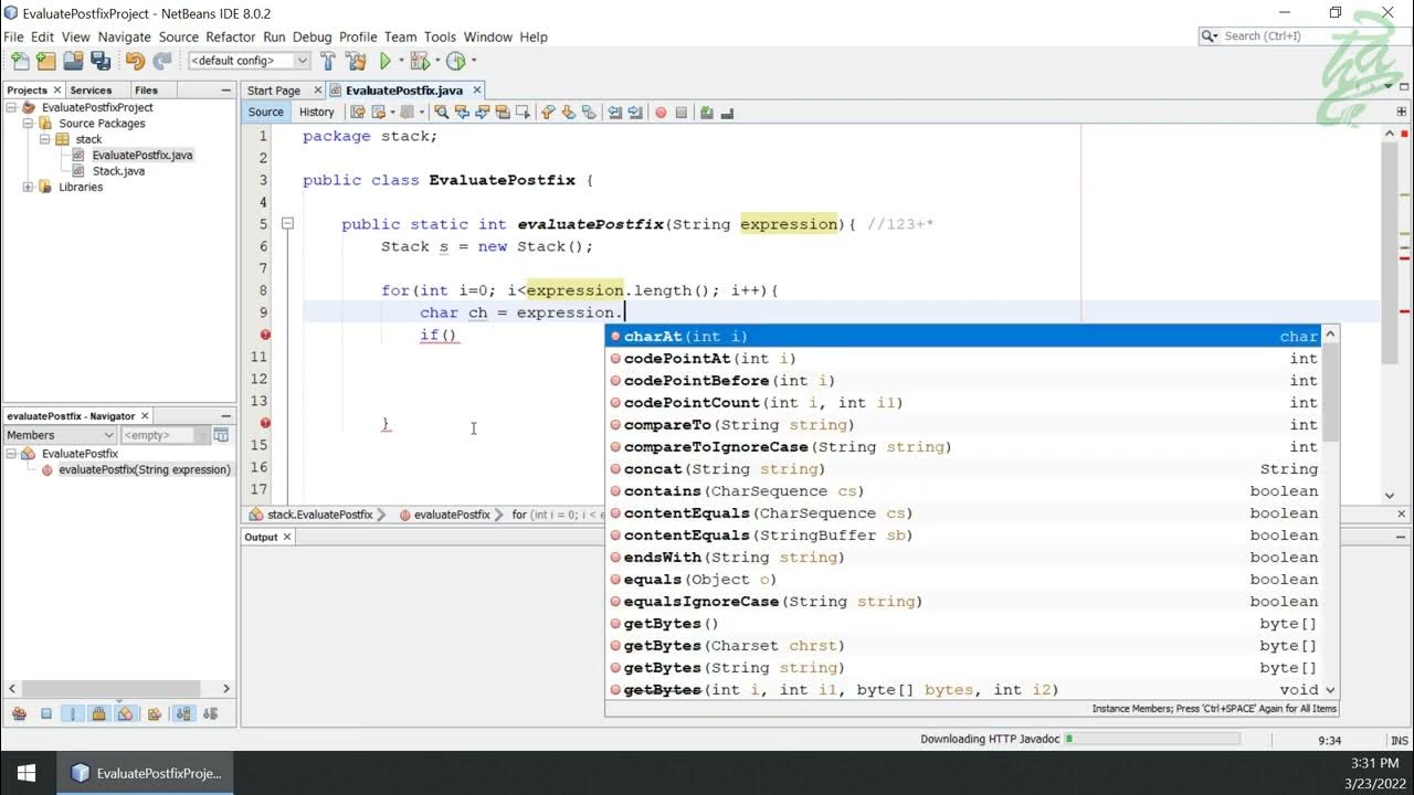 43 - Stack: Application Postfix Expression using Arrays (Java) - YouTube