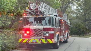 Brewster ems (Plymouth) medic 1 and A7 arriving onscene with Plymouth Fire dept ladder 3 