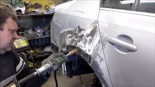 VW Jetta The quarter panel repair  Ремонт без замены заднего крыла