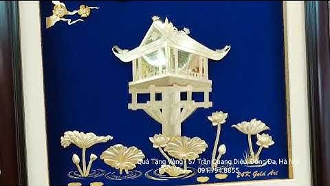 Tranh Chùa Một Cột dát vàng 24k