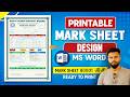 Step by Step Printable Mark Sheet Design in MS Word | MS Word me Mark-Sheet Banana Sikhe