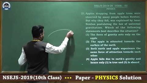 NSEJS - 2019 (10th Class) PHYSICS Paper Solution
