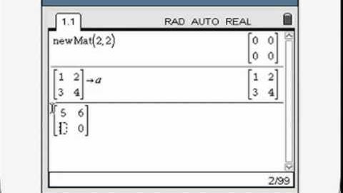 TI-Nspire Mini-tutorial: Working with 2 x 2 matrices