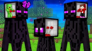 How Mikey and JJ Control Enderman Family Mind in Minecraft (Maizen)
