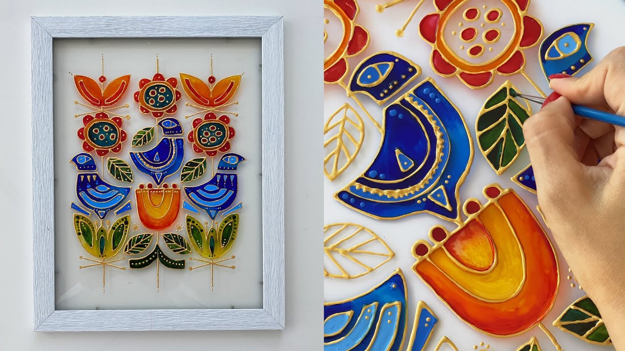 paint on glass tutorial / learn vitray / آموزش نقاشی روی شیشه/ آموزش