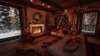 Smooth Christmas Jazz Music with Snowing Ambience to Relax ☕ Cozy Christmas Coffee Shop Ambience