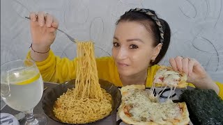 картинка: Пицца🍕Домашняя/Лапша Чан Рамен🍜Листы Ким💦#mukbang#kristinakiss#food#