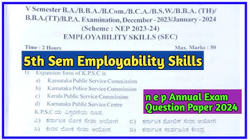 5th Sem ( Employability Skills ) N E P Annual Exam Question Paper 2024