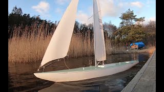 : Modern 12mR scale RC yacht sailing