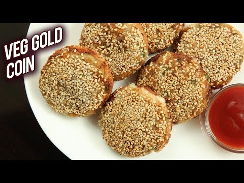 Veg Gold Coin Recipe - Chinese Veg Starter - Sesame Gold Coin - Tiffin Box Recipe - Ruchi